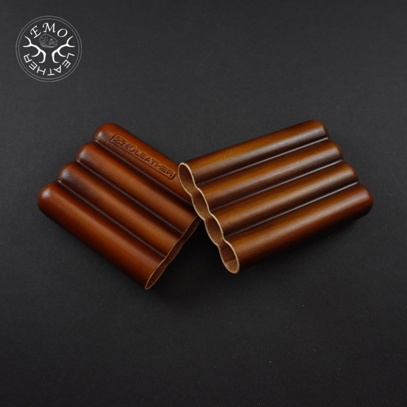 Light Brown 4 Slot Small Cigar Case | EmoLeather | Custom Leather Goods