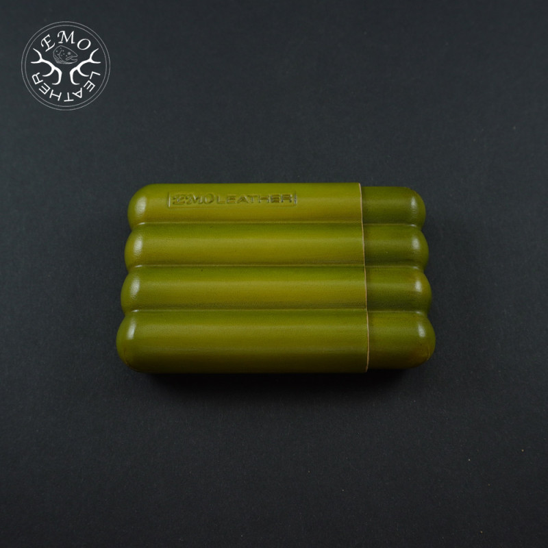 Olive 4 Slot Small Cigar Case | EmoLeather | Custom Leather Goods