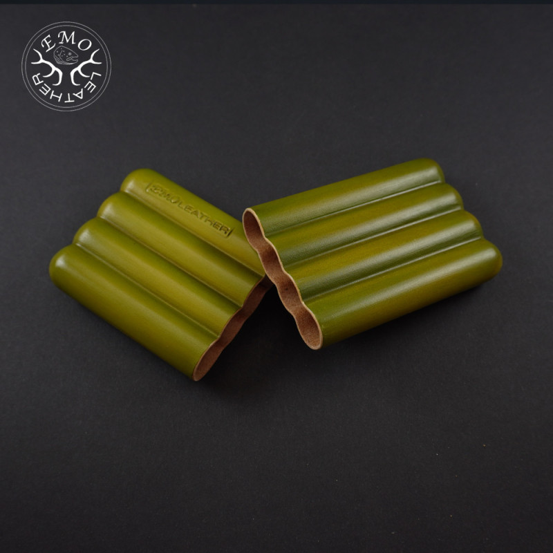 Olive 4 Slot Small Cigar Case | EmoLeather | Custom Leather Goods