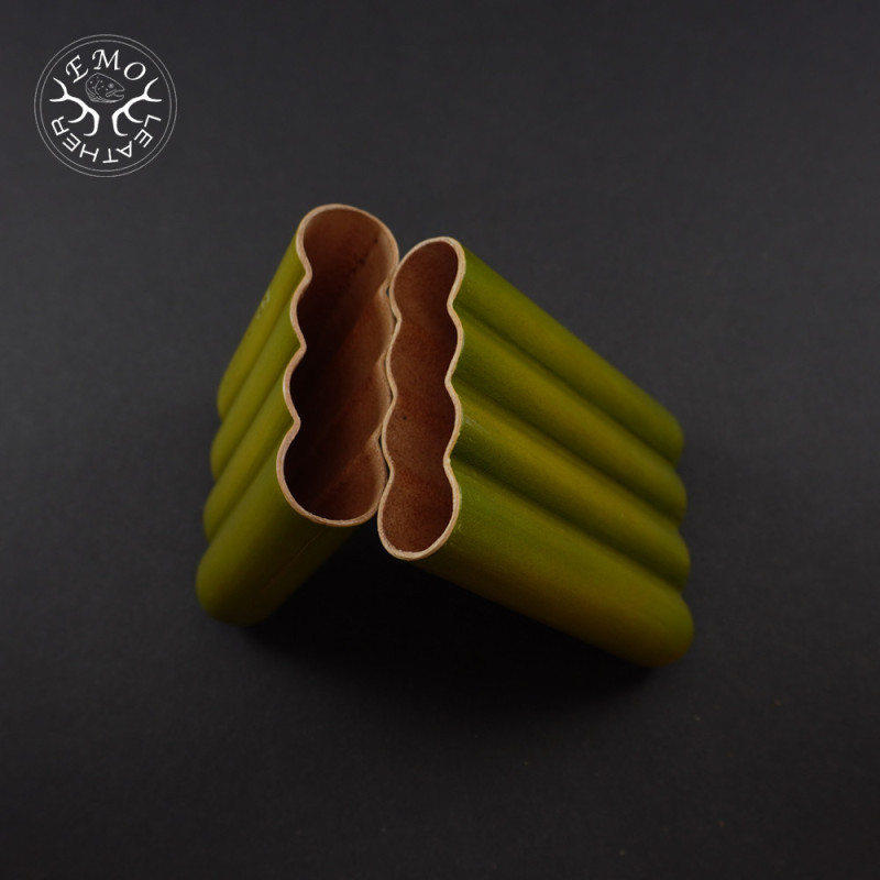Olive 4 Slot Small Cigar Case | EmoLeather | Custom Leather Goods