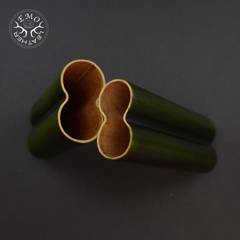 Olive 2 Slot Robusto Cigar Case | EmoLeather | Custom Leather Goods