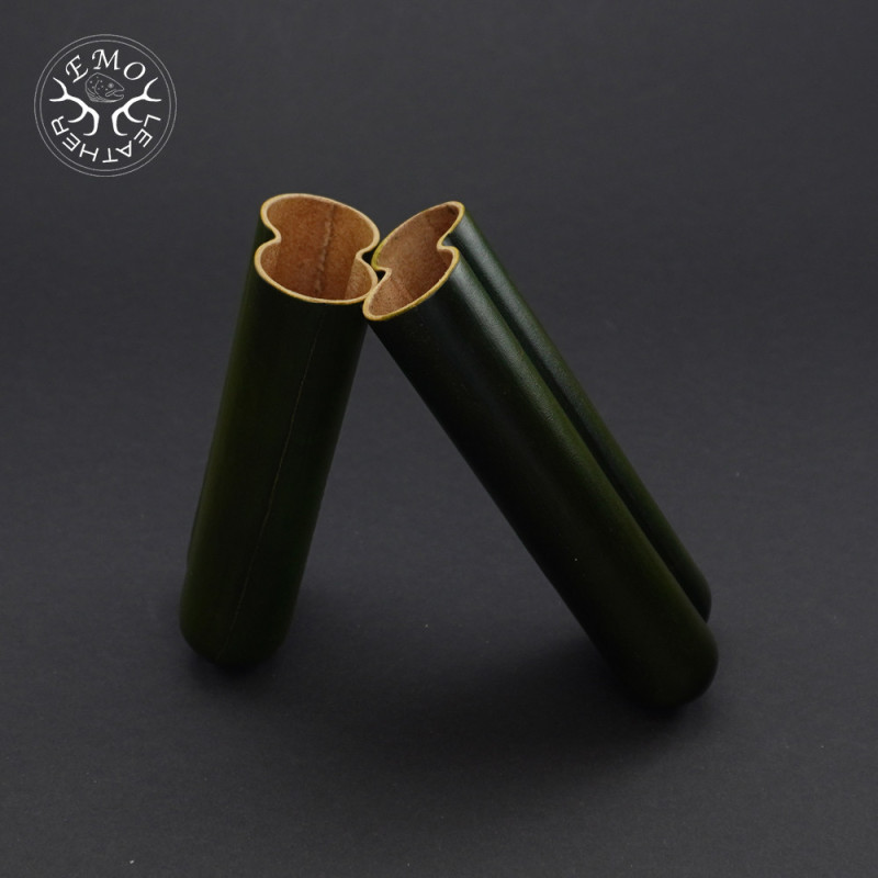 Olive 2 Slot Robusto Cigar Case | EmoLeather | Custom Leather Goods
