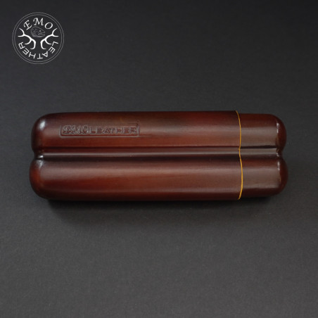 Brown 2 Slot Robusto Cigar Case | EmoLeather | Custom Leather Goods