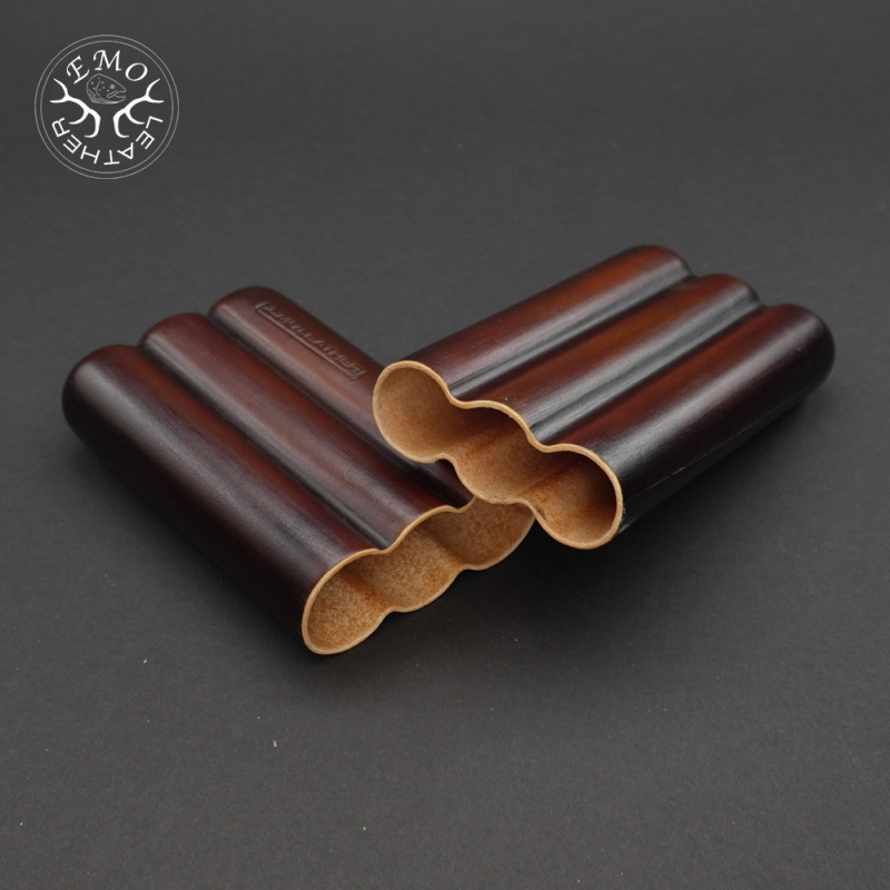 Rusty 3 Slot Robusto Cigar Case | EmoLeather | Custom Leather Goods