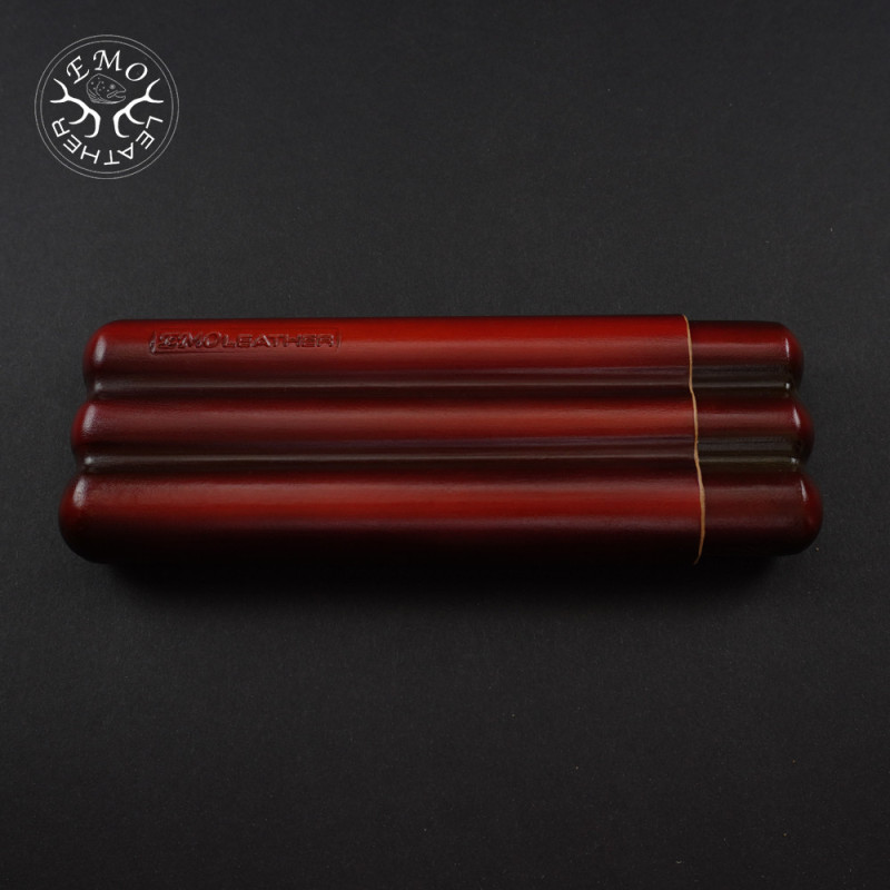 Black & Orange Corona 3 Slot Cigar Case | EmoLeather | Custom Leather Goods