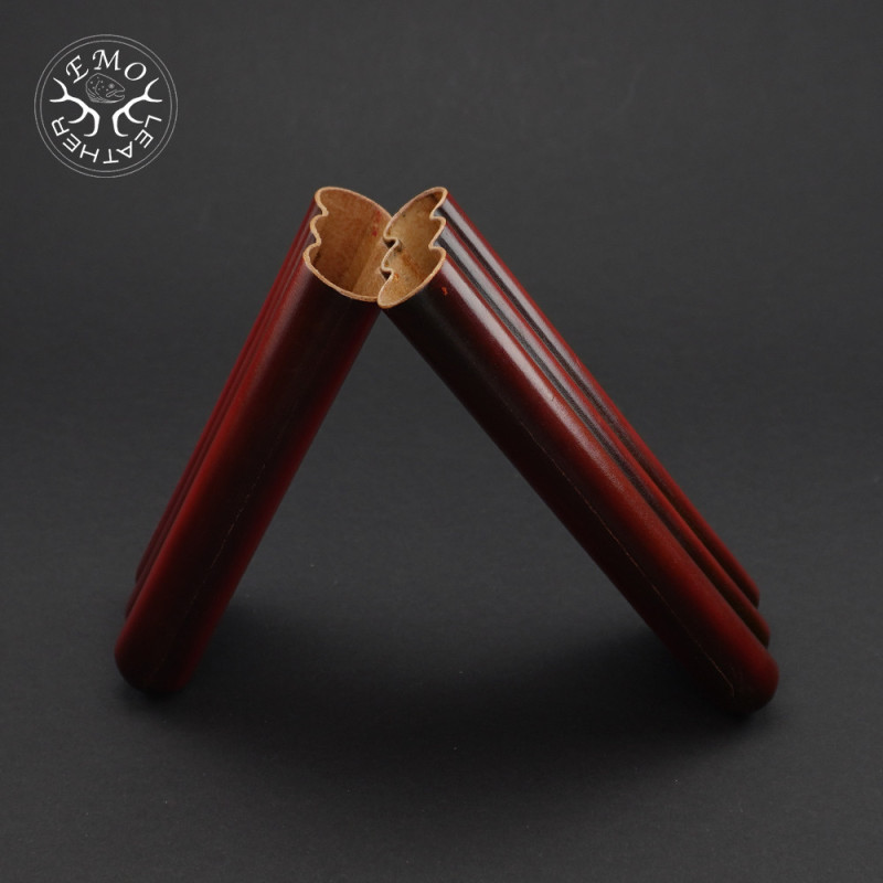 Black & Orange Corona 3 Slot Cigar Case | EmoLeather | Custom Leather Goods