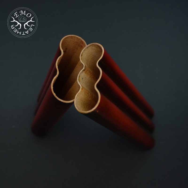 Black & Orange Corona 3 Slot Cigar Case | EmoLeather | Custom Leather Goods