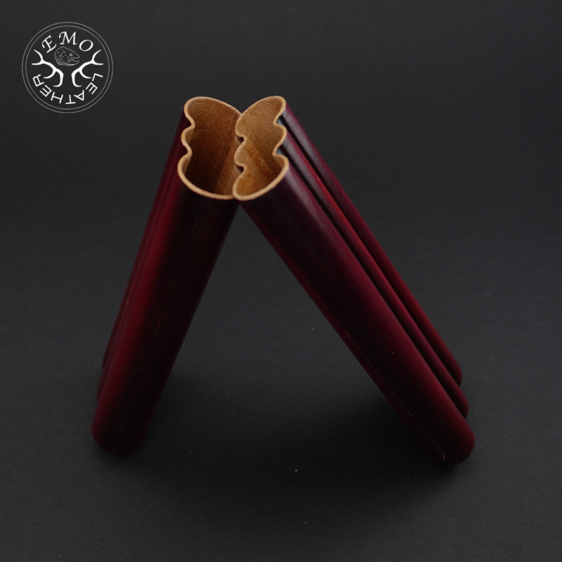 Black & Red Corona 3 Slot Cigar Case | EmoLeather | Custom Leather Goods