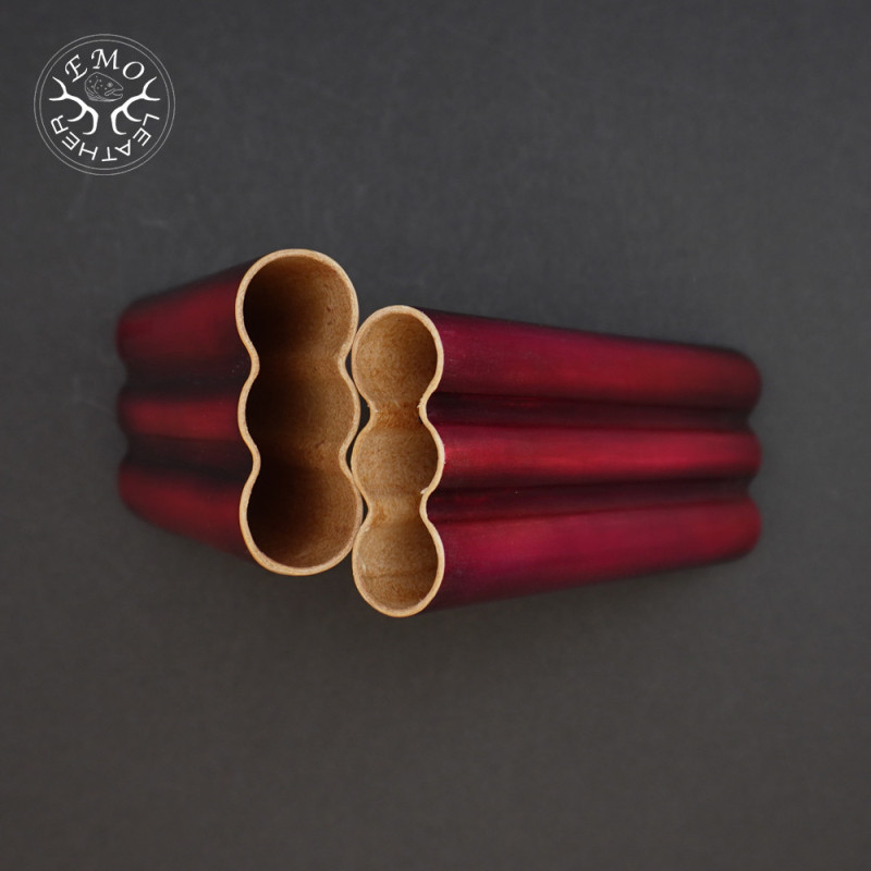 Black & Red Corona 3 Slot Cigar Case | EmoLeather | Custom Leather Goods