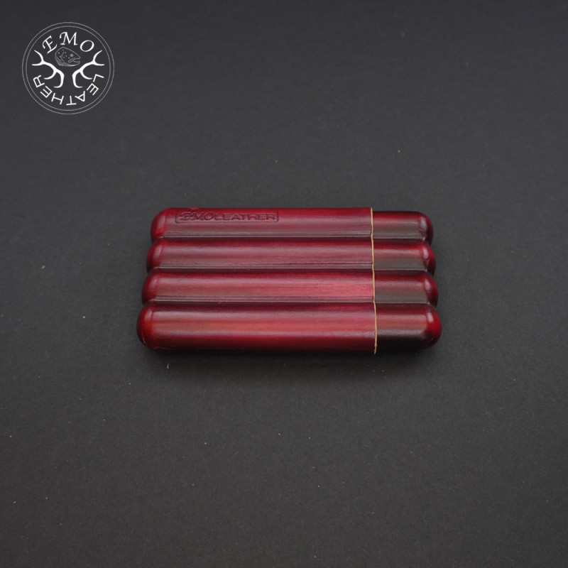 Red Black 4 Slot Small Cigar Case | EmoLeather | Custom Leather Goods