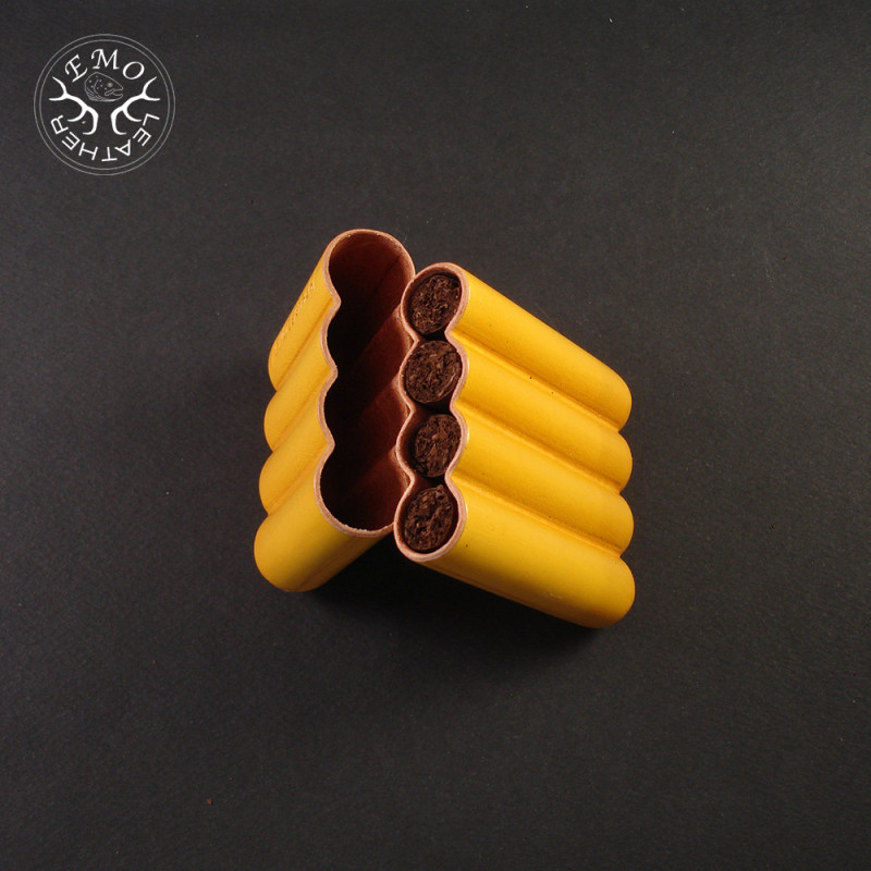 Yellow 4 Slot Toscanello Case | EmoLeather | Custom Leather Goods