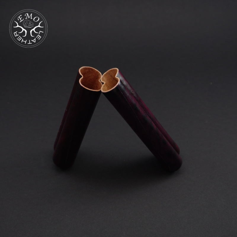 Red Black Camo 2 Slot Small Cigar Case | EmoLeather | Custom Leather Goods