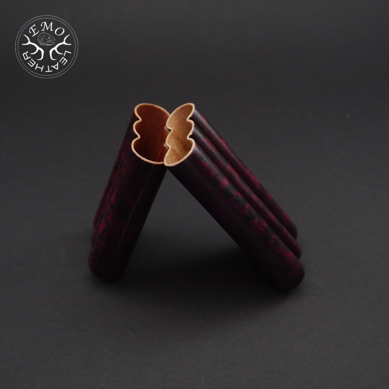 Red Black Camo 3 Slot Small Cigar Case | EmoLeather | Custom Leather Goods