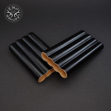 Black 4 Slot Churchill Cigar Case | EmoLeather | Custom Leather Goods