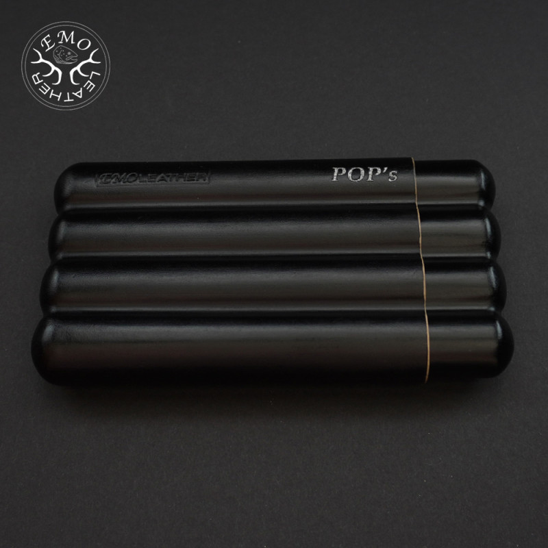 Black 4 Slot Churchill Cigar Case | EmoLeather | Custom Leather Goods