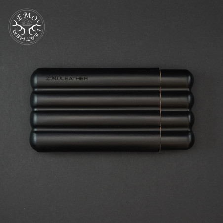 Black 4 Slot Churchill Cigar Case | EmoLeather | Custom Leather Goods
