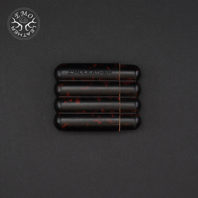 Red Black Camo 4 Slot Toscanello Case | EmoLeather | Custom Leather Goods