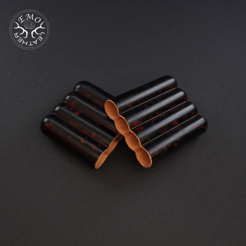 Red Black Camo 4 Slot Toscanello Case | EmoLeather | Custom Leather Goods