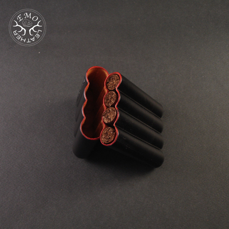 Black 4 Slot Toscanello Case | EmoLeather | Custom Leather Goods