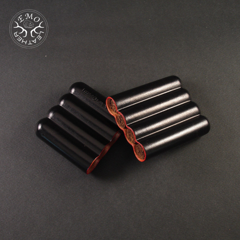 Black 4 Slot Toscanello Case | EmoLeather | Custom Leather Goods