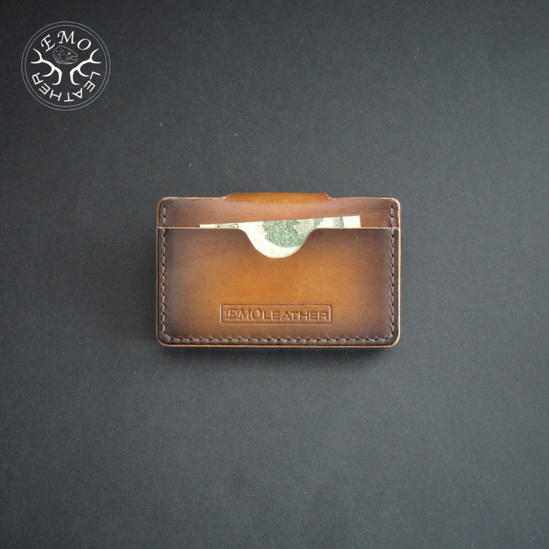 Horizontal Cash Pocket 10 Card Holder | EmoLeather | Custom Leather Goods