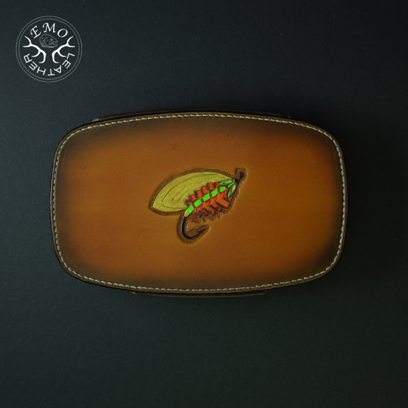 Salmon Fly Box | EmoLeather | Custom Leather Goods