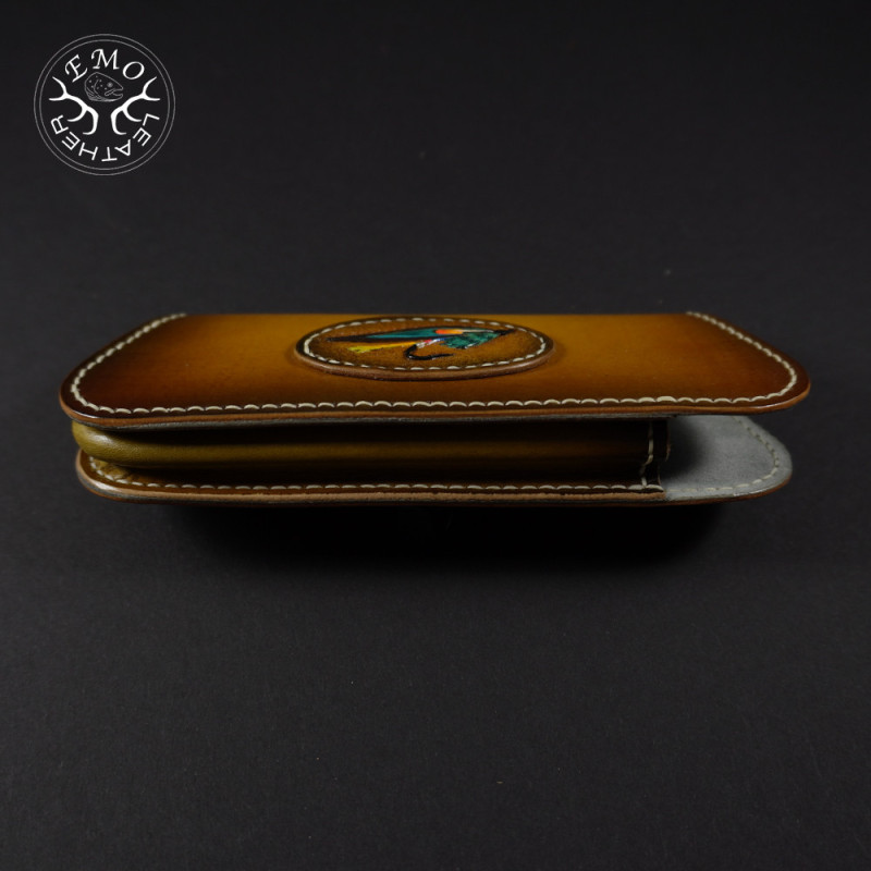 Light Brown Fishing Themed Glasses Case | EmoLeather | Custom Leather Goods