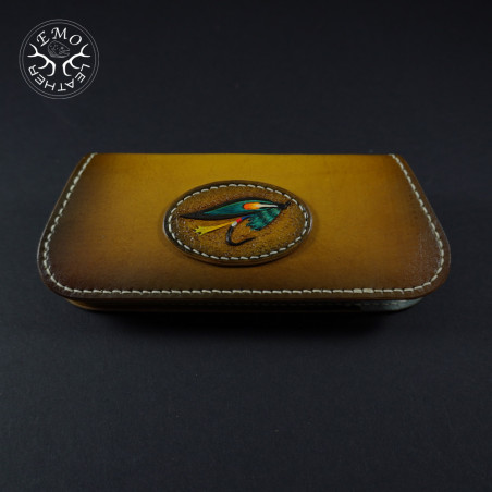 Light Brown Fishing Themed Glasses Case | EmoLeather | Custom Leather Goods Light Brown Fishing Themed Glasses Case | EmoLeather | Custom Leather Goods
