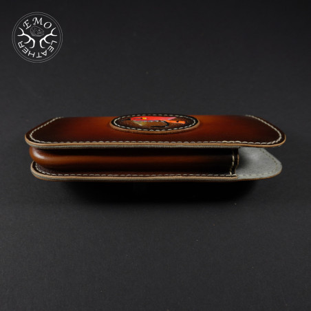 Vintage Brown Fishing Themed Glasses Case | EmoLeather | Custom Leather Goods
