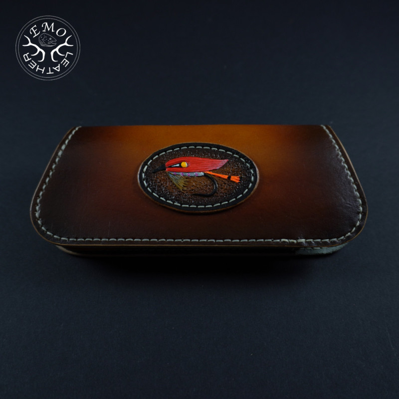 Vintage Brown Fishing Themed Glasses Case | EmoLeather | Custom Leather Goods