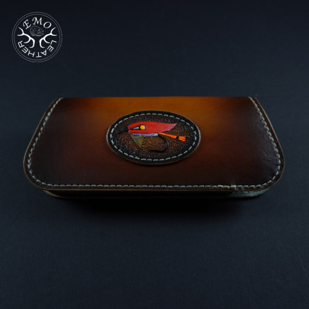 Vintage Brown Fishing Themed Glasses Case | EmoLeather | Custom Leather Goods Vintage Brown Fishing Themed Glasses Case | EmoLeather | Custom Leather Goods