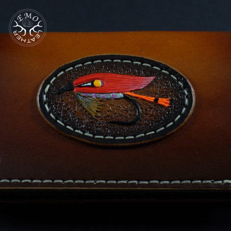 Vintage Brown Fishing Themed Glasses Case | EmoLeather | Custom Leather Goods