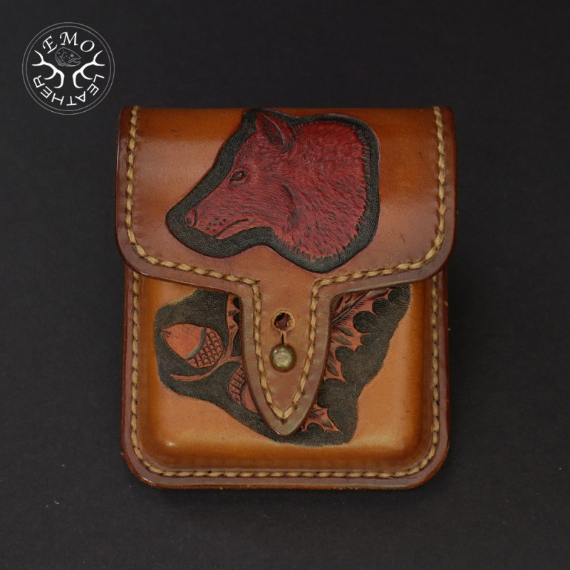 Light Brown Leather 5 Standard Caliber Round Ammo Pouch | EmoLeather | Custom Leather Goods