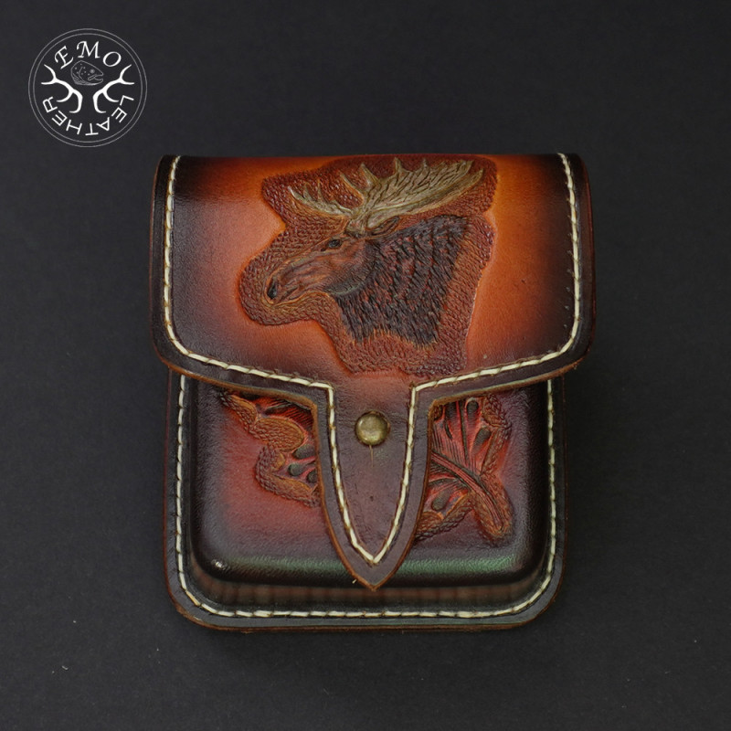 Brown Leather 10 Standard Caliber Round Ammo Pouch | EmoLeather | Custom Leather Goods