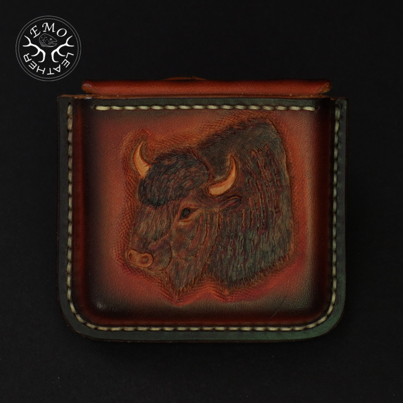 Brown Open 5 Standard Caliber Round Ammo Pouch | EmoLeather | Custom Leather Goods