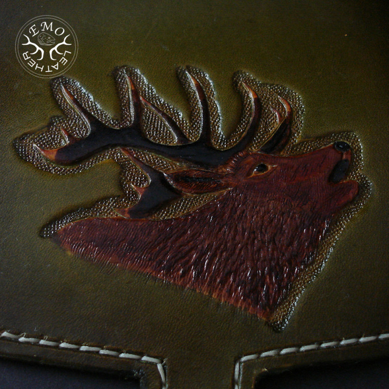 Olive Leather 10 Standard Caliber Round Ammo Pouch | EmoLeather | Custom Leather Goods