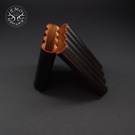 Black Corona 4 Slot Cigar Case | EmoLeather | Custom Leather Goods