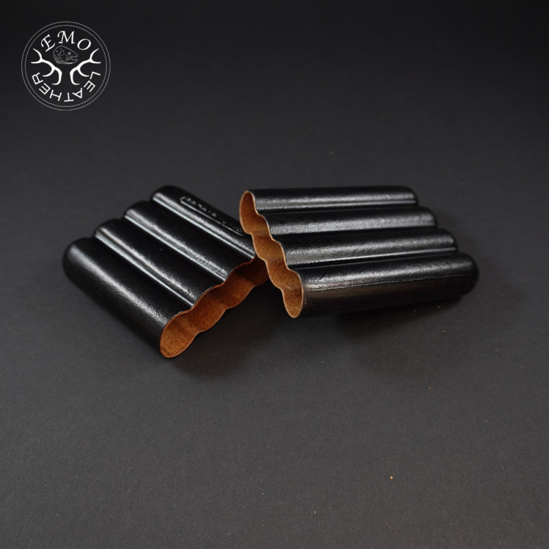 Black Corona 4 Slot Cigar Case | EmoLeather | Custom Leather Goods