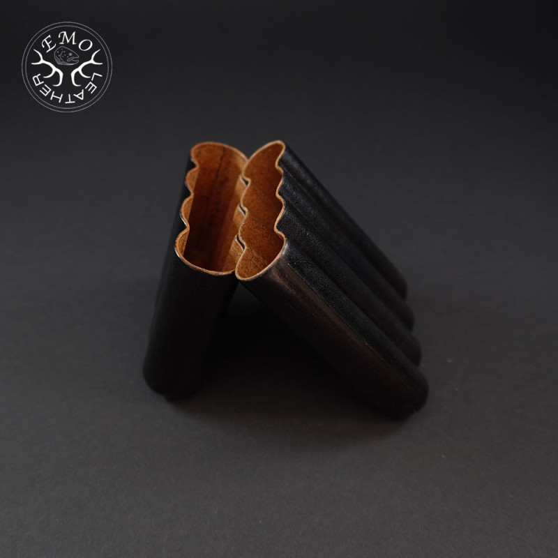 Black Corona 4 Slot Cigar Case | EmoLeather | Custom Leather Goods