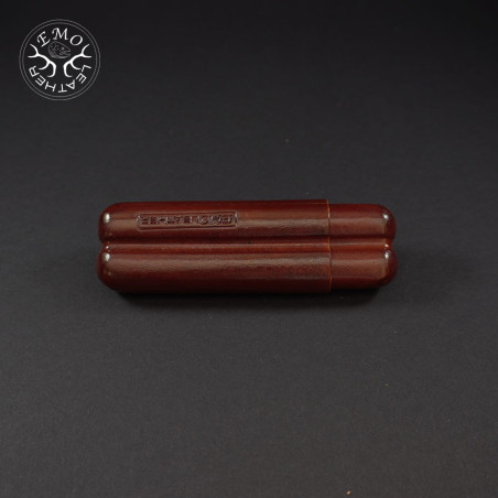 Light Brown Corona 2 Slot Cigar Case | EmoLeather | Custom Leather Goods