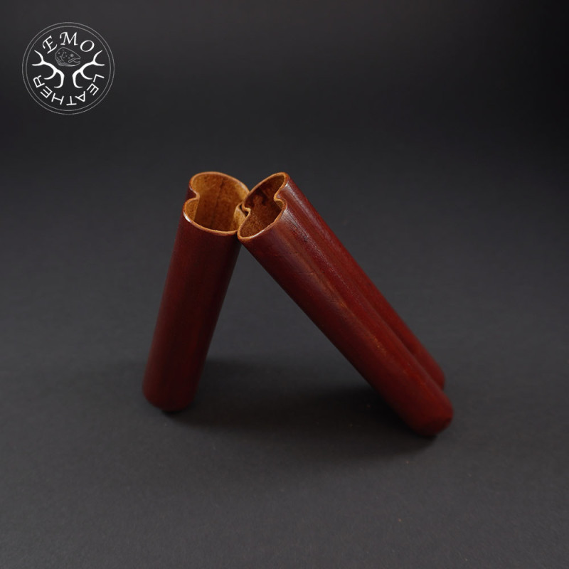 Light Brown Corona 2 Slot Cigar Case | EmoLeather | Custom Leather Goods