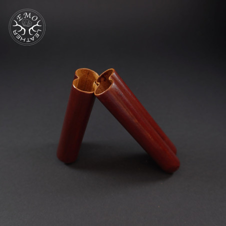 Light Brown Corona 2 Slot Cigar Case | EmoLeather | Custom Leather Goods