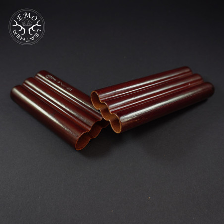 Light Brown Corona 3 Slot Cigar Case | EmoLeather | Custom Leather Goods