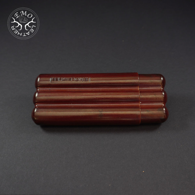 Light Brown Corona 3 Slot Cigar Case | EmoLeather | Custom Leather Goods