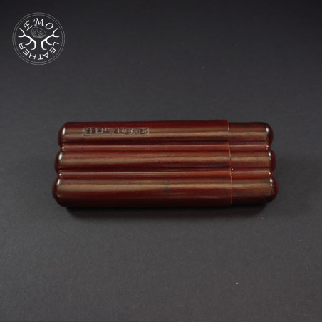 Light Brown Corona 3 Slot Cigar Case | EmoLeather | Custom Leather Goods