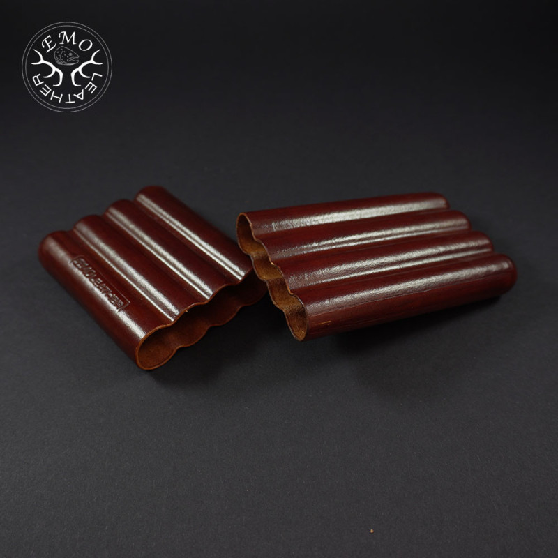 Light Brown Corona 4 Slot Cigar Case | EmoLeather | Custom Leather Goods