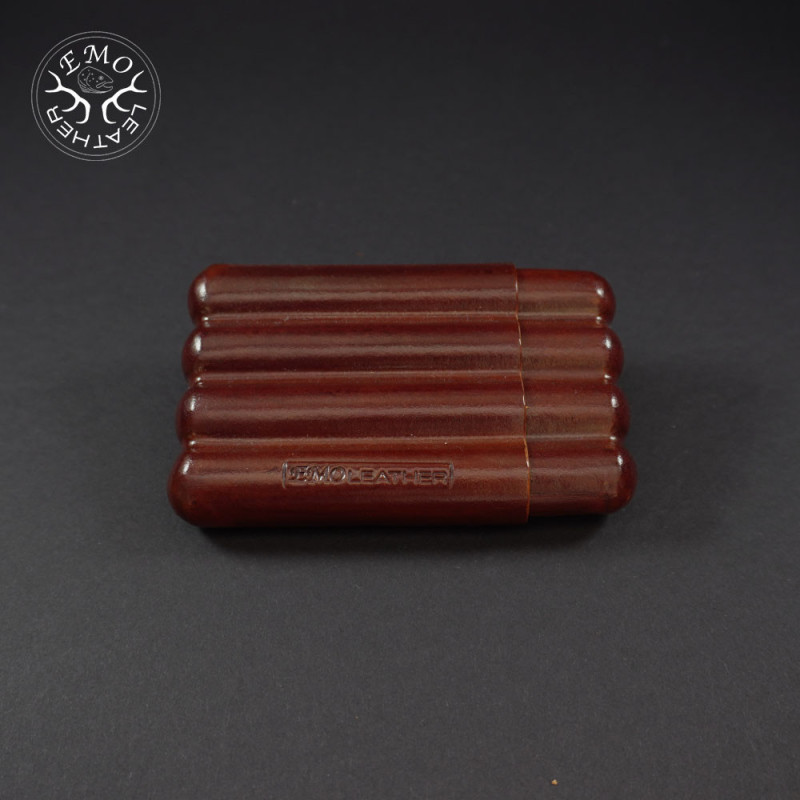Light Brown Corona 4 Slot Cigar Case | EmoLeather | Custom Leather Goods