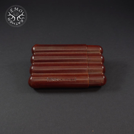 Light Brown Corona 4 Slot Cigar Case | EmoLeather | Custom Leather Goods