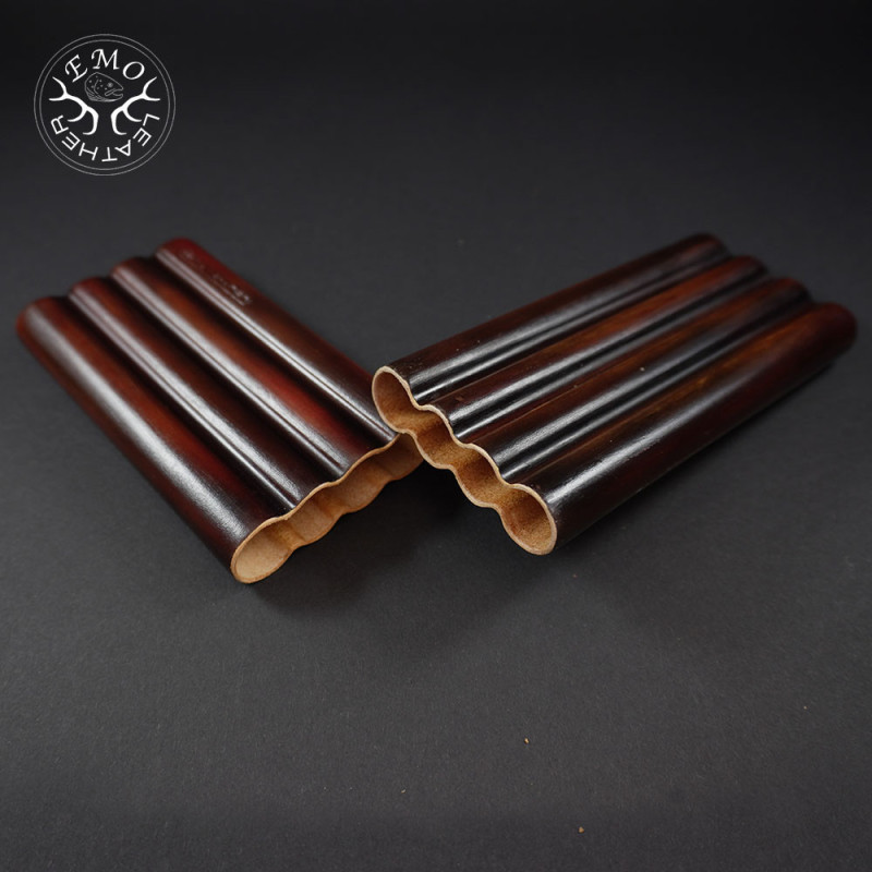 Rusty Corona Long 4 Slot Cigar Case | EmoLeather | Custom Leather Goods