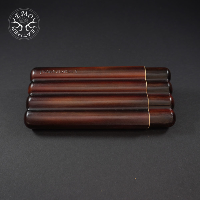 Rusty Corona Long 4 Slot Cigar Case | EmoLeather | Custom Leather Goods